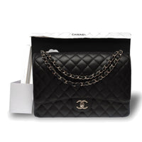 Chanel Classic Flap Maxi in black caviar leather, silver hardware – image 2