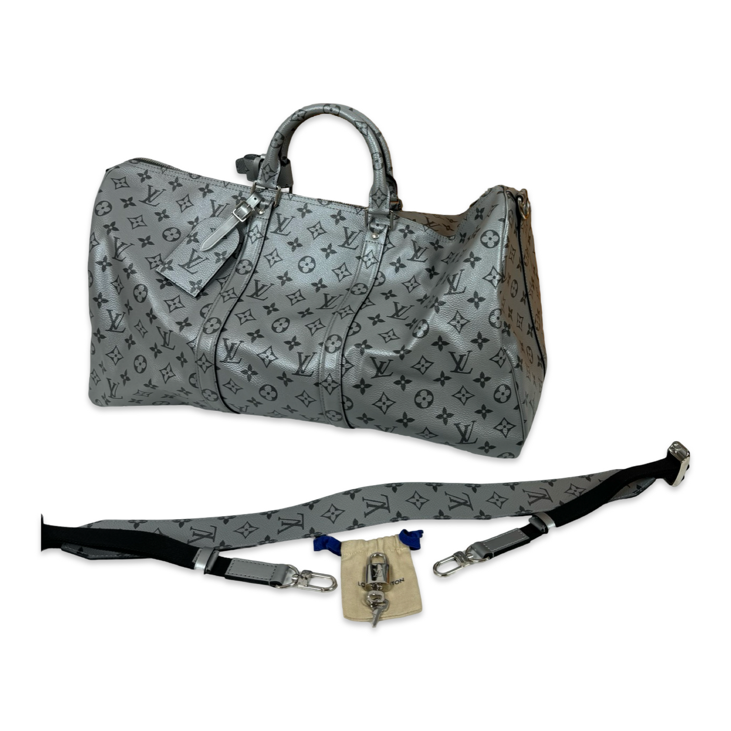 Louis Vuitton KeepAll Monogram Metallic Silver