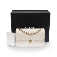 Chanel Classic Flap Small in white caviar leather, light gold hardware – image 2