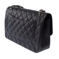 Chanel Classic Flap Jumbo in black caviar leather, silver hardware – image 5