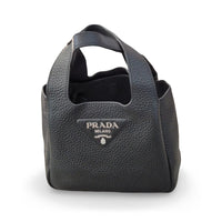 Prada Mini Tote in black leather, silver hardware – image 5