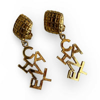 Chanel Vintage CHANEL Letter Clip-On Earrings 24k Gold-Plated - View 1