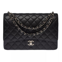 Chanel Classic Flap Maxi in black caviar leather, silver hardware – image 1