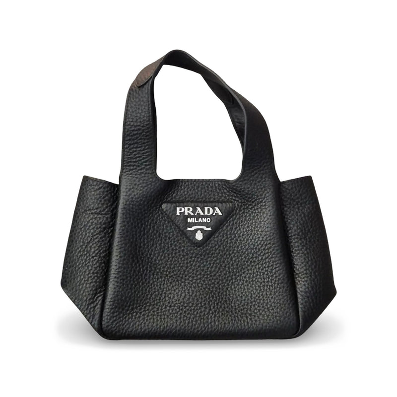 Prada Mini Tote in black leather, silver hardware – image 1