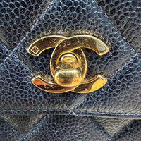 Chanel Vintage Top Handle Flap in black caviar leather, gold hardware – image 4