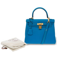 Hermès Kelly 25 in Bleu Zanzibar Togo leather, gold hardware – image 2