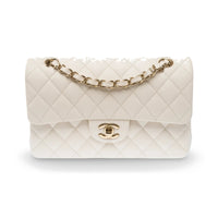 Chanel Classic Flap Small in white caviar leather, light gold hardware – image 1