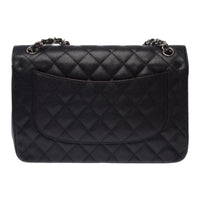 Chanel Classic Flap Jumbo in black caviar leather, silver hardware – image 3