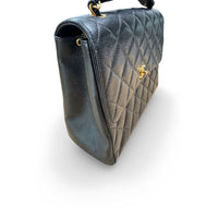 Chanel Vintage Top Handle Flap in black caviar leather, gold hardware – image 2