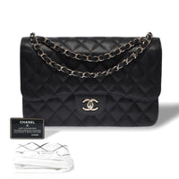 Chanel Classic Flap Jumbo in black caviar leather, silver hardware – image 2