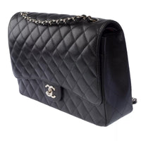 Chanel Classic Flap Maxi in black caviar leather, silver hardware – image 4