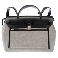 Hermès Herbag 31 in ecru toile and black Hunter calfskin, palladium hardware – image 4
