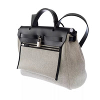 Hermès Herbag 31 in ecru toile and black Hunter calfskin, palladium hardware – image 6