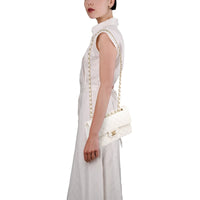 Chanel Classic Flap Small in white caviar leather, light gold hardware – image 16