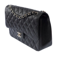 Chanel Classic Flap Jumbo in black caviar leather, silver hardware – image 4