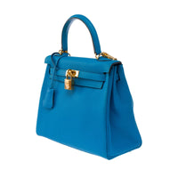 Hermès Kelly 25 in Bleu Zanzibar Togo leather, gold hardware – image 4