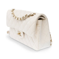 Chanel Classic Flap Small in white caviar leather, light gold hardware – image 4