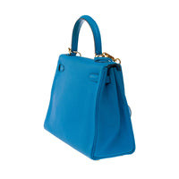 Hermès Kelly 25 in Bleu Zanzibar Togo leather, gold hardware – image 5