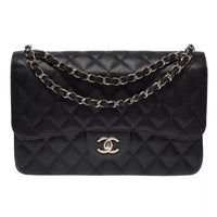 Chanel Classic Flap Jumbo in black caviar leather, silver hardware – image 1