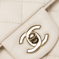 Chanel Classic Flap Small in white caviar leather, light gold hardware – image 7