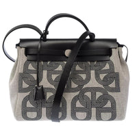 Hermès Herbag 31 in ecru toile and black Hunter calfskin, palladium hardware – image 3